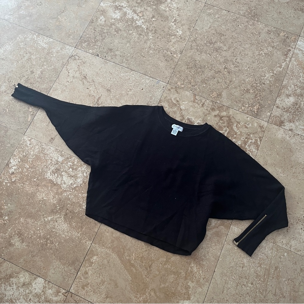 Carmen Marc Valvo Dolman Sleeve Black Sweater